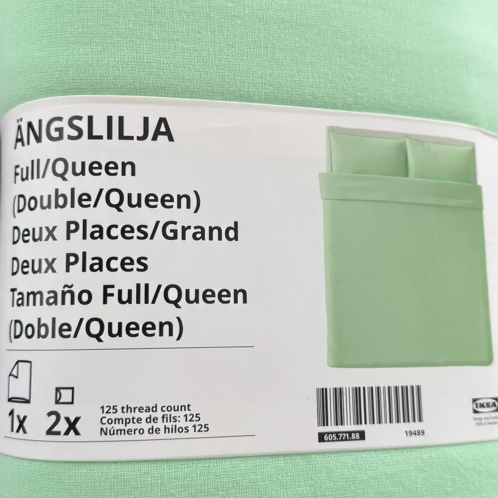 IKEA ANGSLILJA Light Green Double/Queen Duvet Cover & Pillowcases